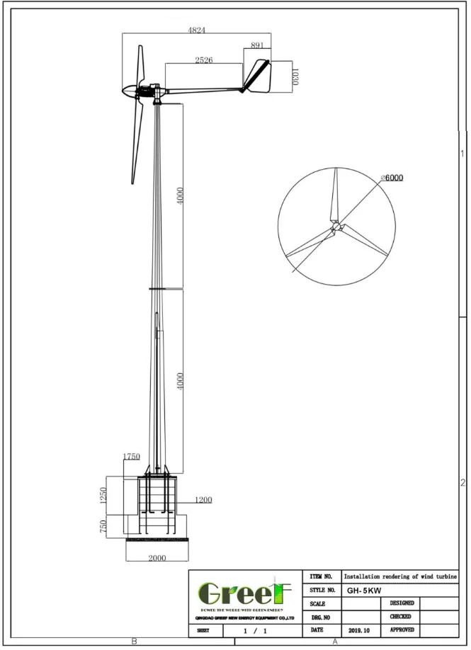 5kW Horizontal Axis Wind Turbine for Home Use - Easy Installation, Off ...