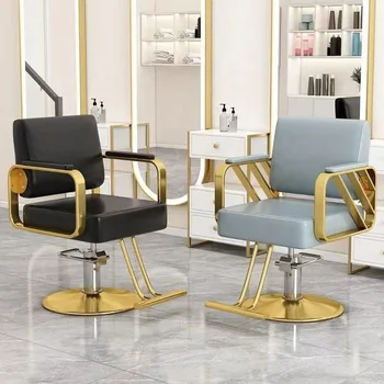 Luxury Style Hydraulic Gold Barber Chairs for Hair Salon Equipment Modern Beauty Salon Furniture