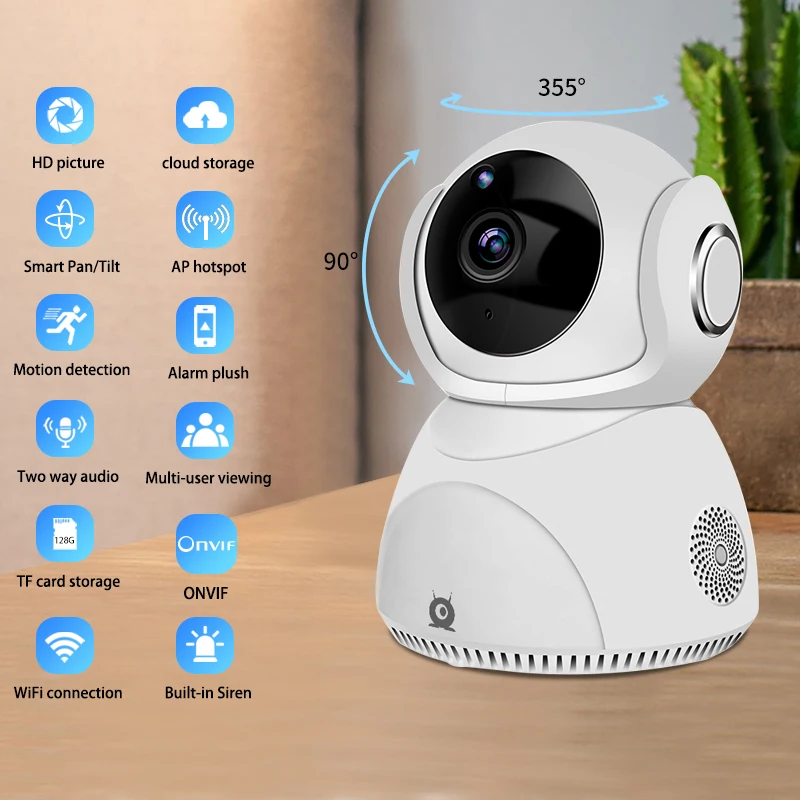 3MP Q8 Auto Tracking Two Way Audio Indoor WiFi Surveillance Network Camera V380 Pro Wireless Security WiFi IP PTZ Camera