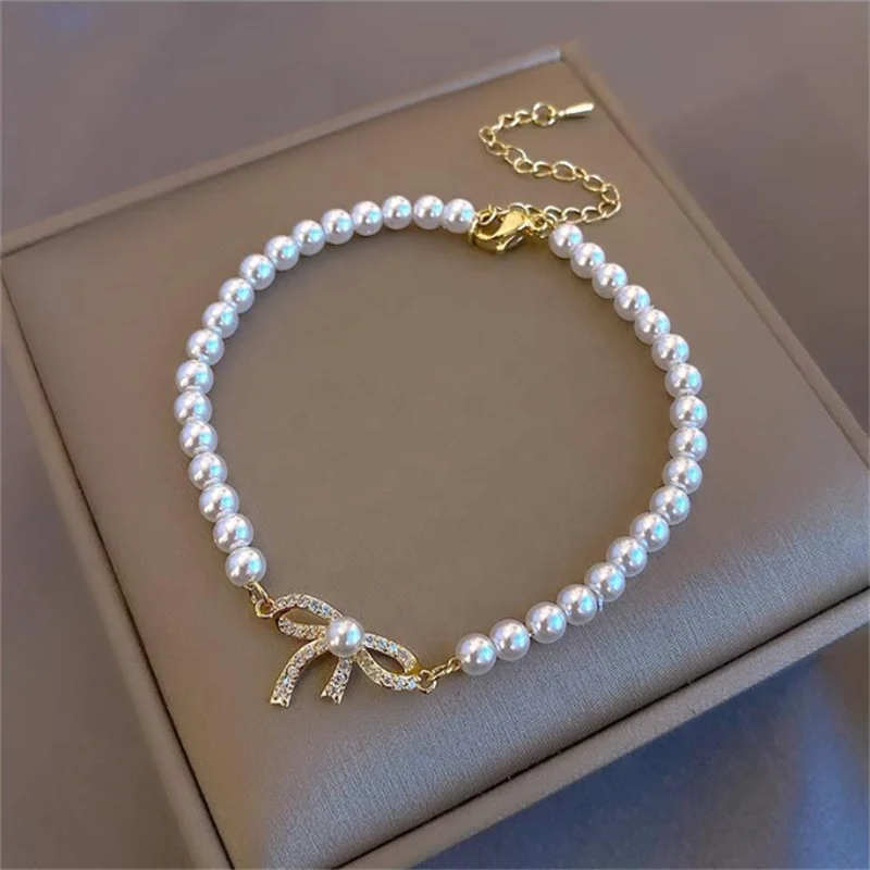 HMOIS personalized bracelet jewelry fashion round freshwater adjustable real pearl bracelet for women