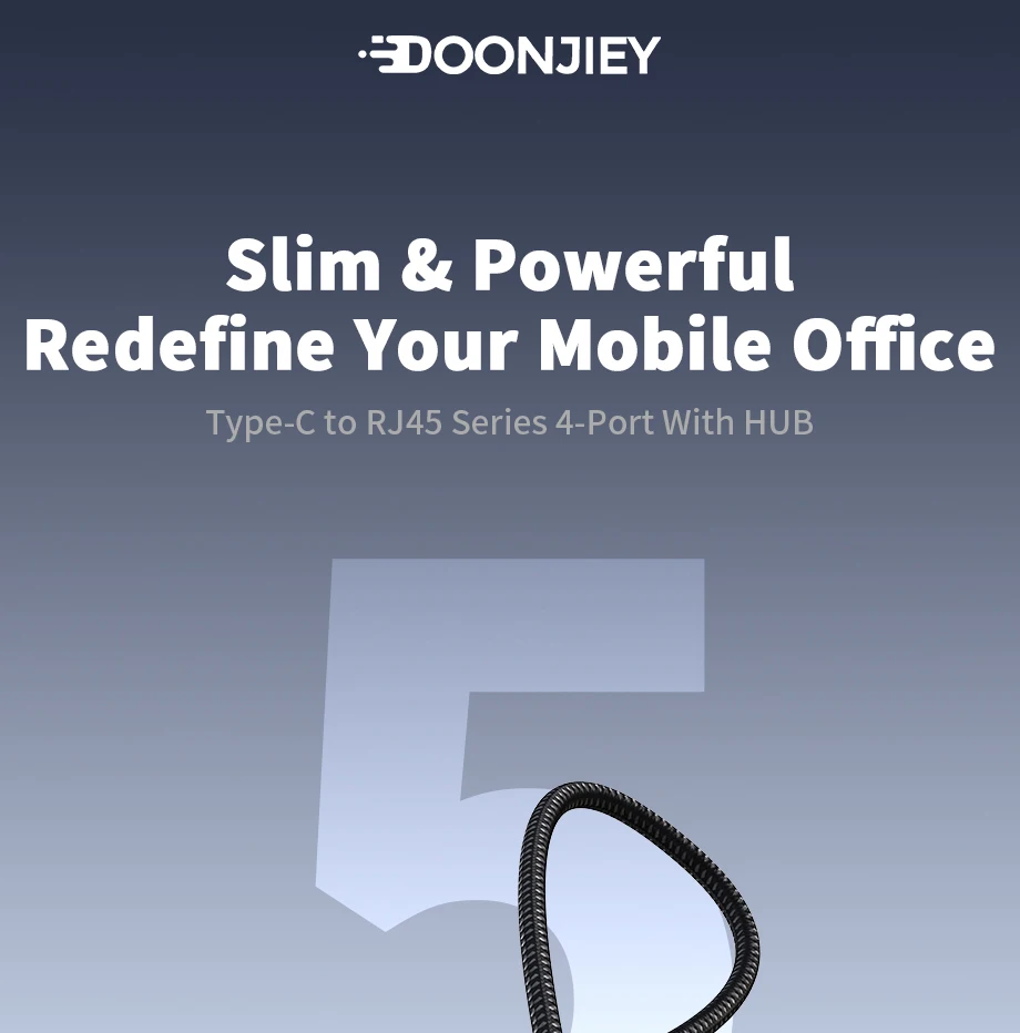 DOONJIEY USB 3.0 Aluminum Alloy Ethernet Adapter with 3-Port Type-C Gigabit Ethernet RJ45 Docking Station in Stock