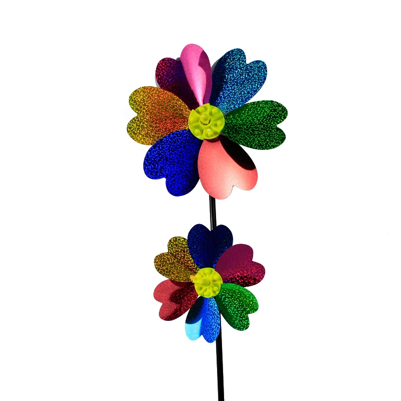 Пластиковая Верхняя и нижняя ветряная мельница с цветами вращающееся колесо детская игрушка садовый газон украшение для вечеринки подарок мальчиков девочек