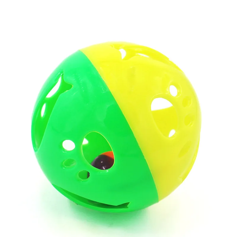 Plastic Ball With Bell Inside Paw Pattern Cat Ball Toy Supplies
