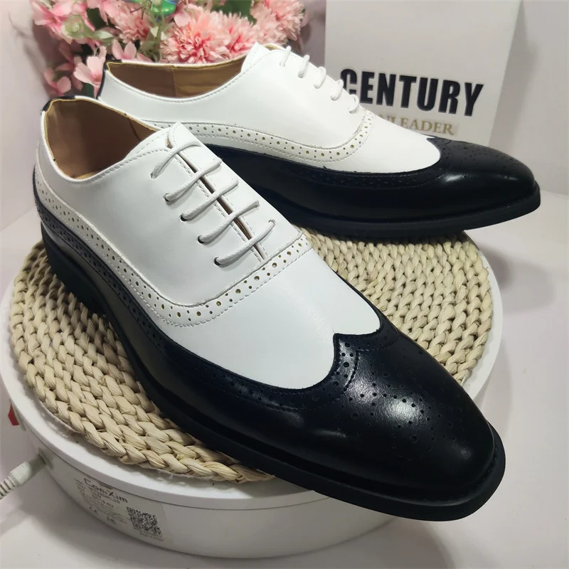 Chaussures Hommes Color Matching Design Brogue Leather Dress Shoes