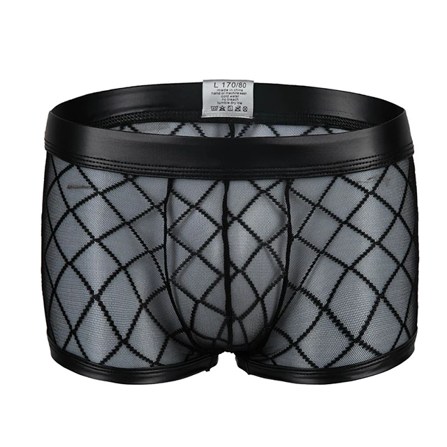 Cheap Sexy Men's Mesh Sheer Gridding Boxers Shorts Briefs Underwear See  Through Trunks Underpants