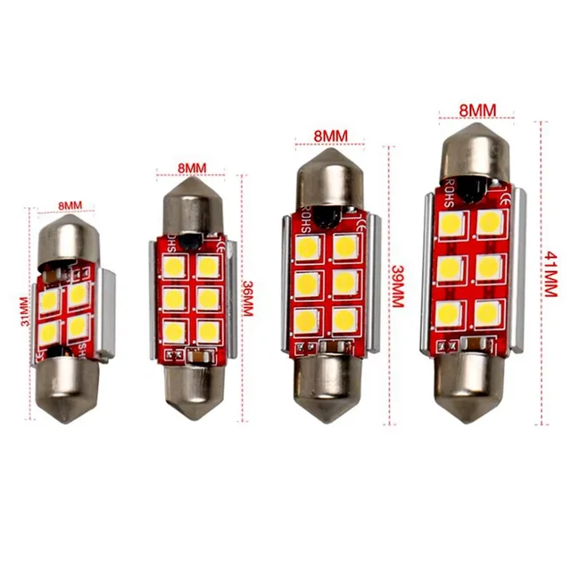 Super Bright 3030 Smd Canbus Interior Reading Lamp Festoon 6smd 31mm 36mm 39mm 41mm White Led