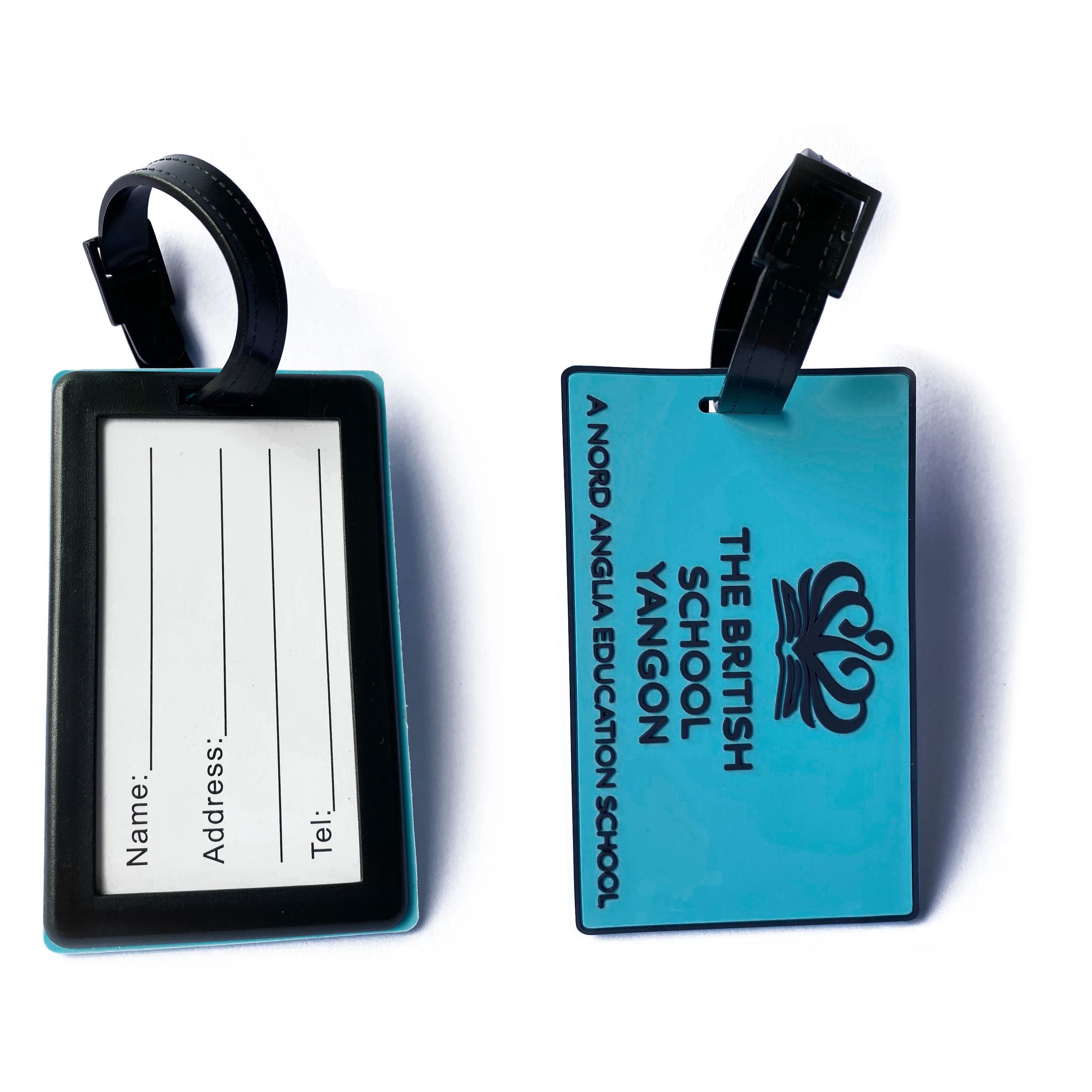 Personalized custom letter logo soft rubber tag silicon sublimation luggage tag with back cover