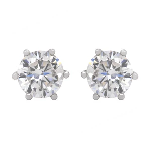 Customized 10K White Gold Six Claws Moissanite Classic Stud Earrings Forever Star Third Party Certified