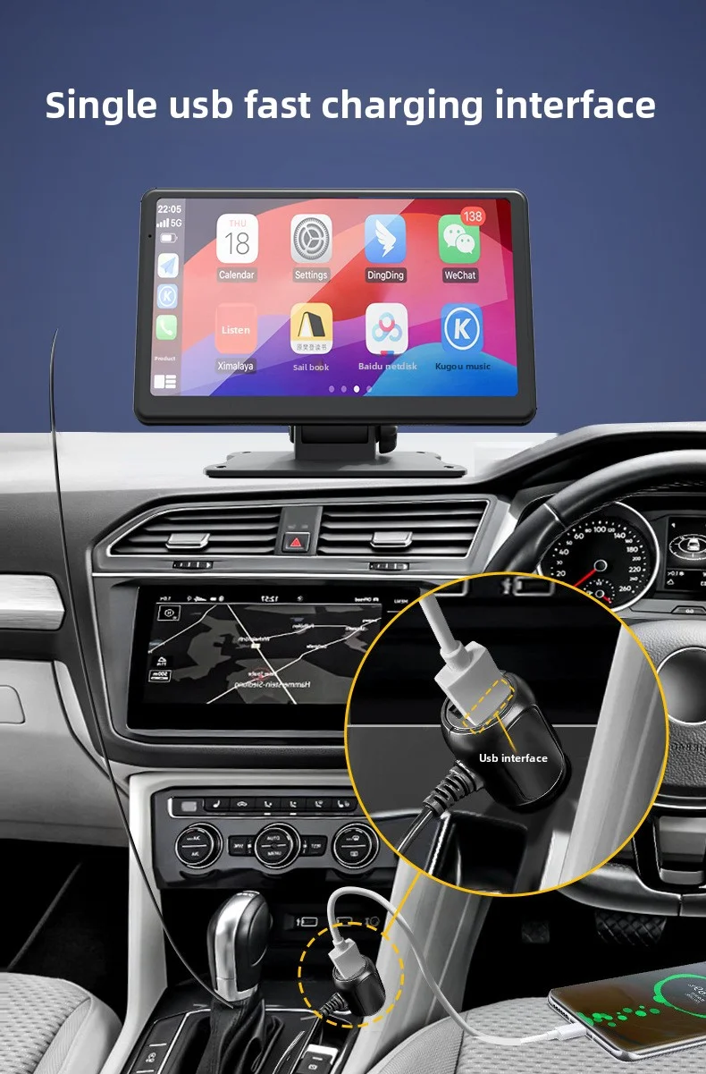 7-Inch Wireless CarPlay Adapter with Screen Mirroring MP5 Player Wired to Wireless CarPlay Navigator