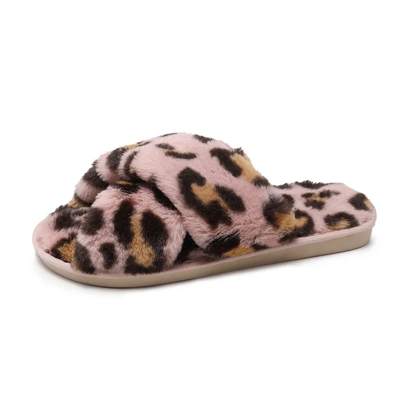 Fashion Winter Women’s Plush Slippers Indoor Shoes House Women Slippers Leopard Shoes Warm House Slipper