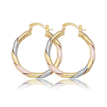 High-End Titanium Stainless Steel Jewelry Women Artificial Jewellery  Gold Plating Round Earrings Gold Earrings For Young Girls