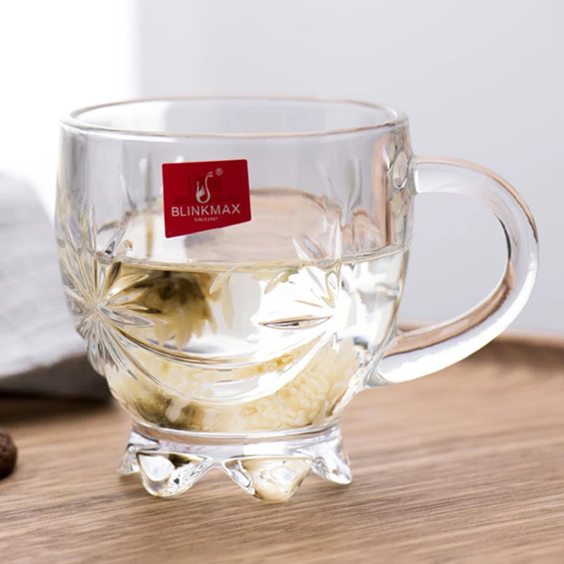 Blinkmax Customizable Lead-Free Clear Crystal Small Glass Tea Coffee Cup  146ml Tea Cups & Saucers