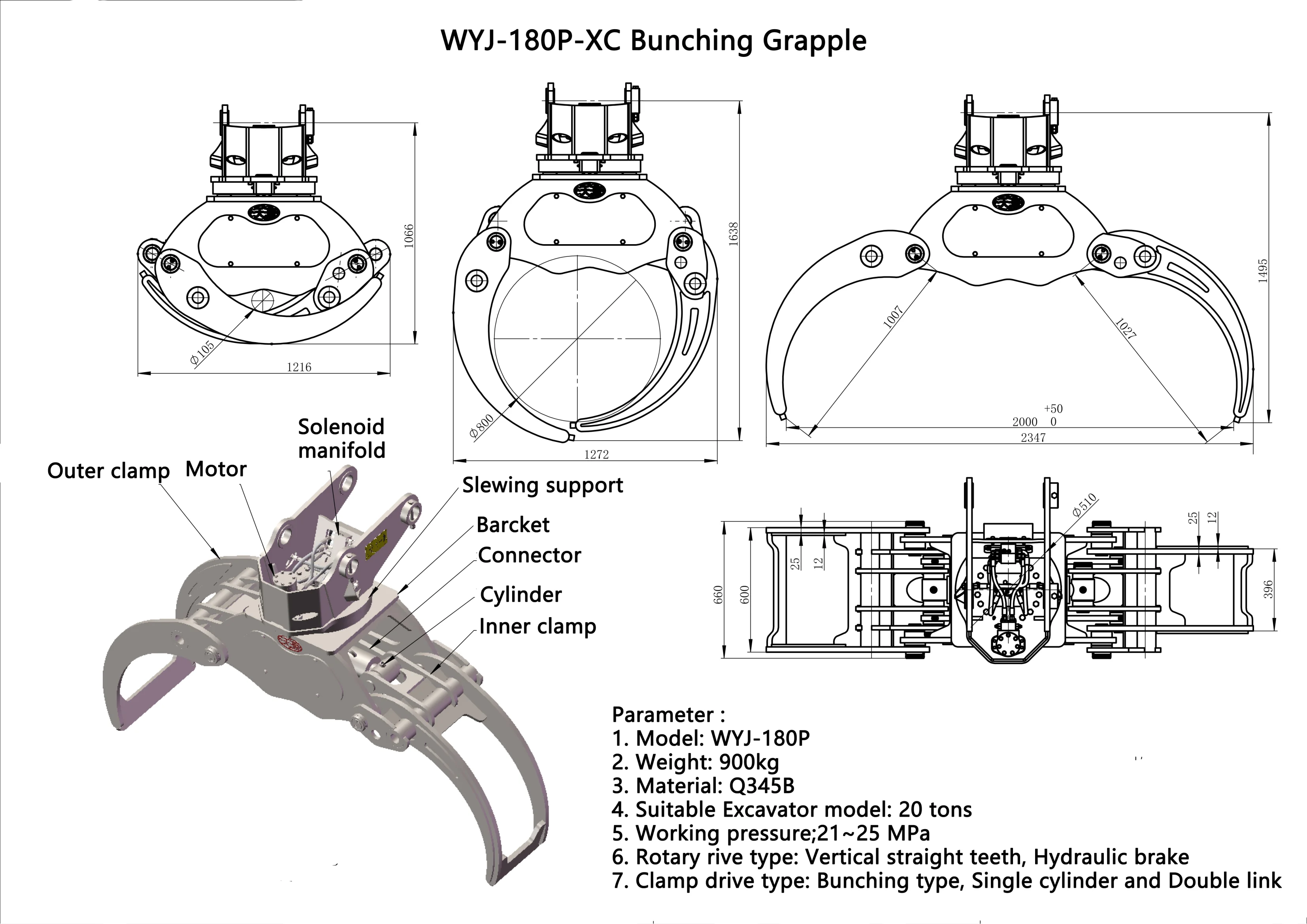 Forestry Machinery Xuvol 180p Log Grapples For 2025 Tons Excavator