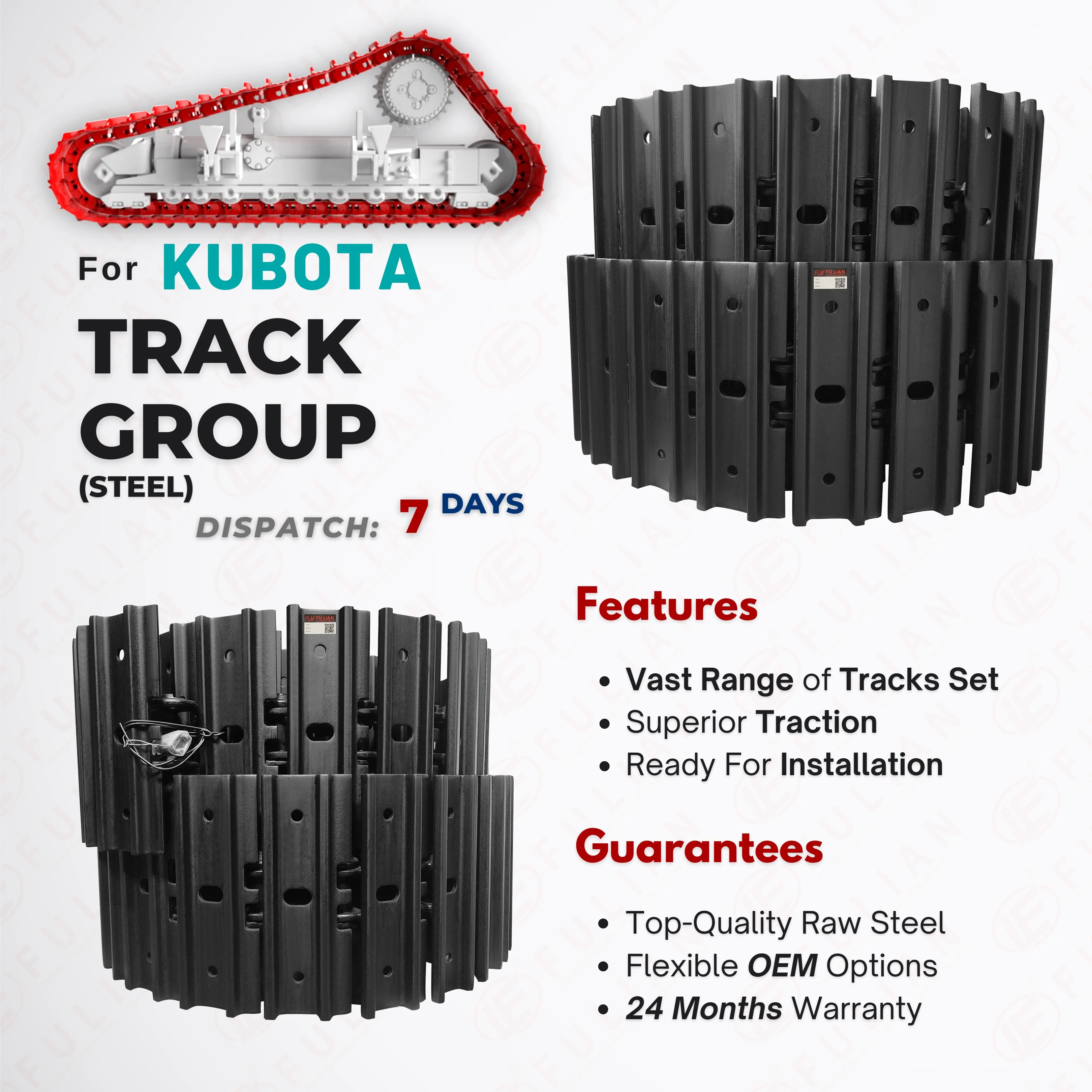 Mini Excavator KH045 Track Chain Assy L14353B0M for Kubota