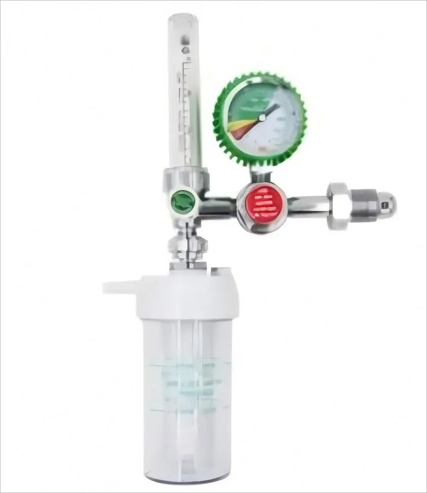 Oxygen Flow Meter with Humidifier Medical Oxygen Reducer Pin Index Yoke Oxygen Humidifier and Regulator