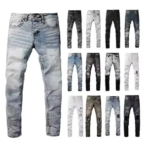 High Quality Designer Ripped Jeans Ripped Men'S Jeans Streets Styles Denim Pants Stacked Jeans
