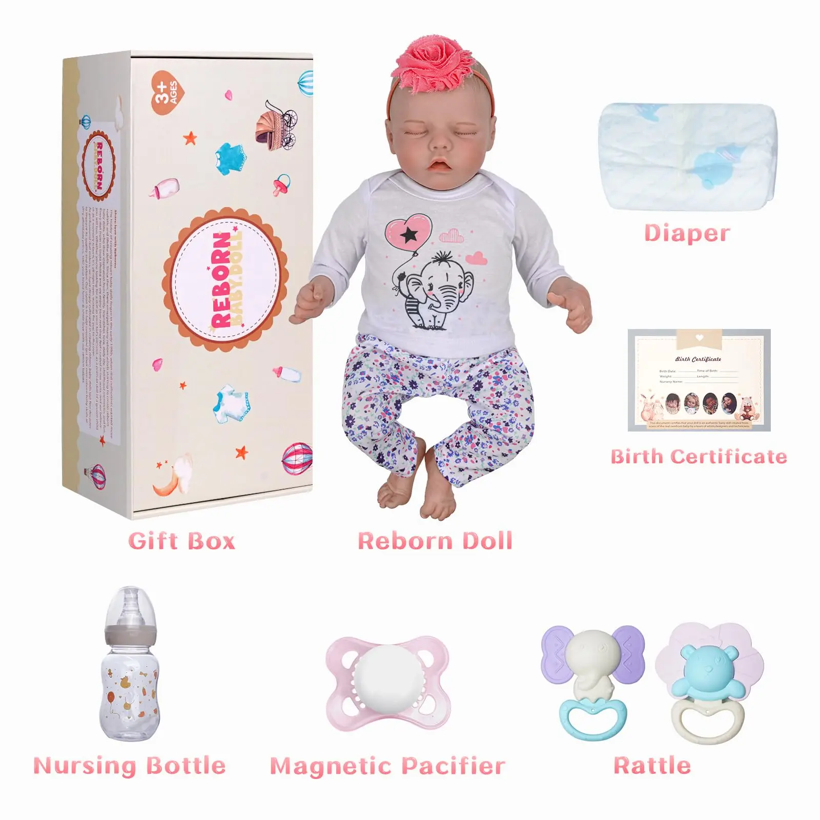 17 Inch 3d Visible Veins Lifelike Reborn Baby Dolls Cloth Cotton Body