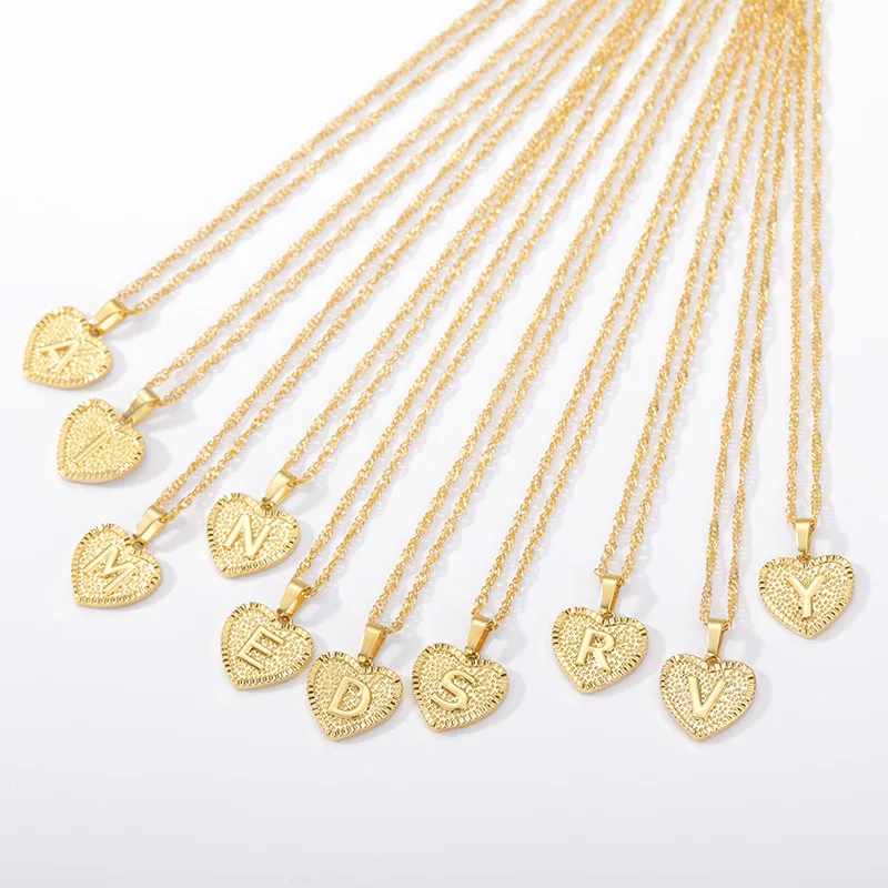 NIUREDLTD Initial Heart Necklace Bracelet Set Gold Plated Initial Necklace  A Z 26 Alphabet Letter Necklace Bracelet For Women 