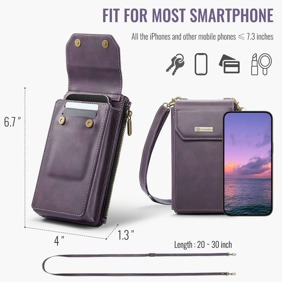 CaseMe R20 RFID Fold Case for Samsung Z Fold 6 5 4 Universal Crossbody Multi-Functional 10Card Slot+1Phone Pocket+ 1Zipper Cases