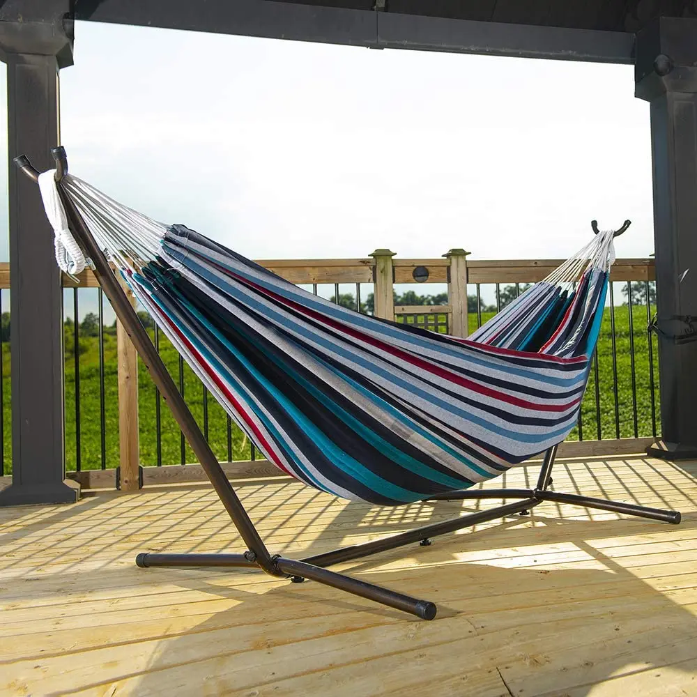 double hammock with space saving steel stand