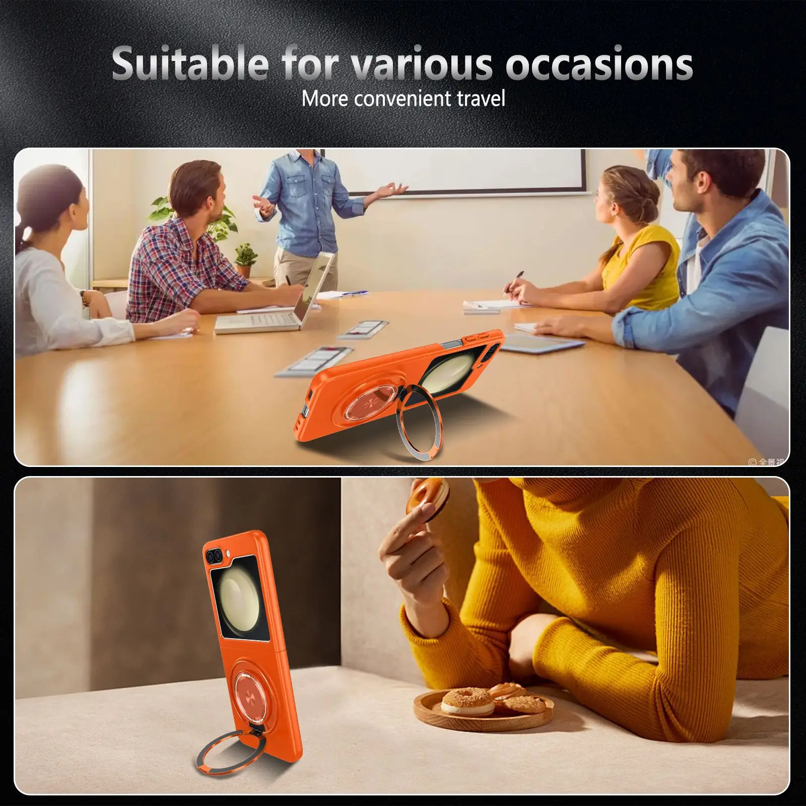Invisible Folding Kickstand Armor Design Shockproof Magnetic Phone Case for for Z Flip 7/6/5 Hard PC TPU Cover