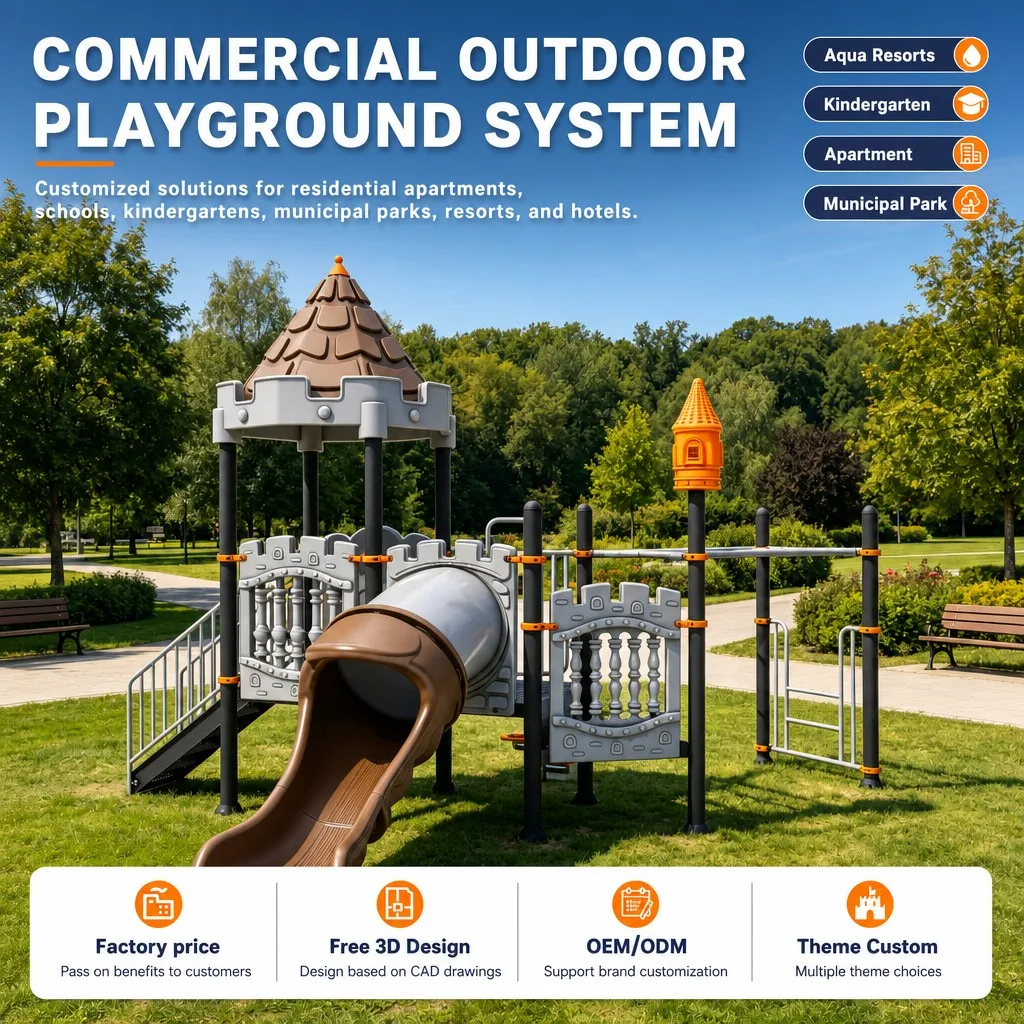 Heavy Duty Castle Outdoor Playground Equipment Kids Climbing Frame Slide Swing Set Steel CE CPC ASTM Certified OEM Wholesale Low