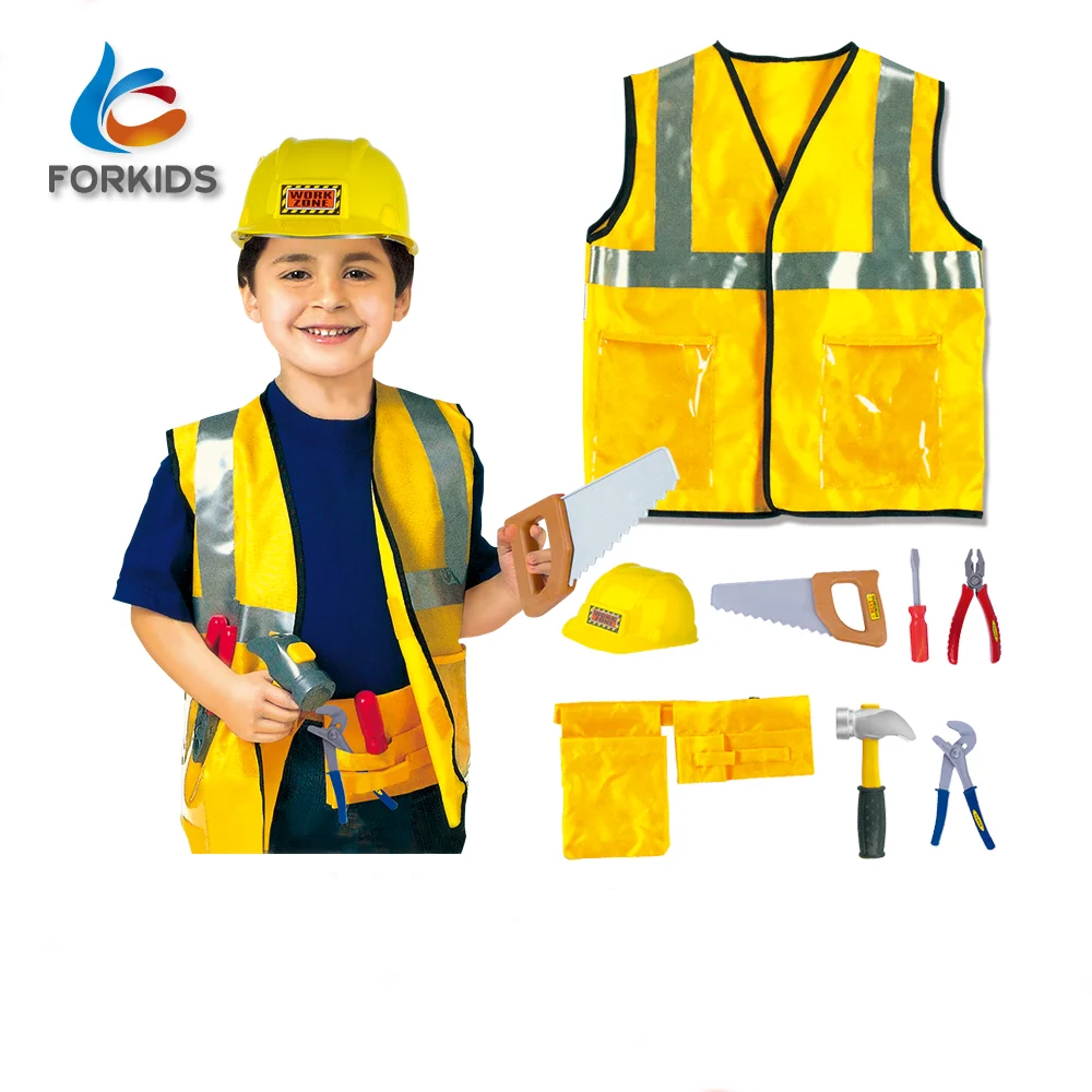 8 шт. Делюкс Детский строительный работник ролевая игра униформа игрушечный костюм с пластиковыми