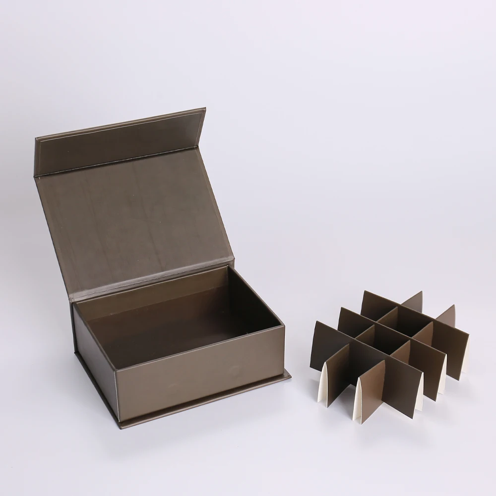 product custom chocolate packaging box with rigid magnetic flip cover paperboard material paper lining and logo printing for food use-4