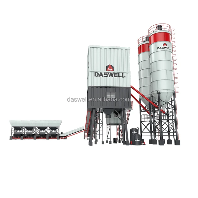 High Performance Belt Conveyor Skip Hopper Stationary Concrete Batching Plant for Large Project
