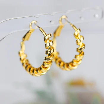 Fashion New Jewelry Korean Special Unique Design Brass Stretch Spring Wire Look Hoop Custom Earrings For Women Jewelry