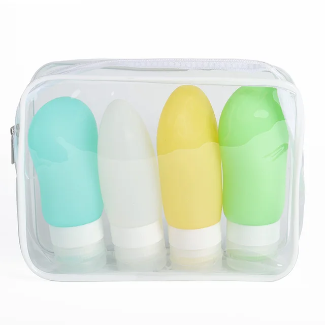 Travel Silicone Squeeze Bottle Sub-bottling Container Lotion 100 ML Refilling Bottle Set Silicone Traveling Bottles With Lid