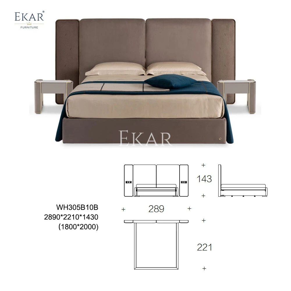 Ekar Furniture Modern Crystal Steel Bed Elegant and Durable Metal Frame Upholstered Luxury Bedroom Furniture factory