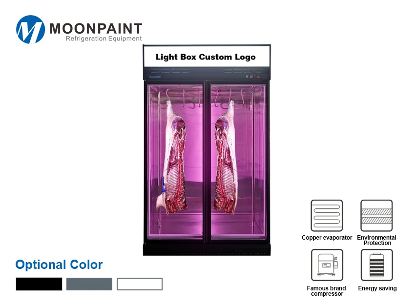 Meat Showcase Freezer Butchery Upright Fresh Meat Display Cooler Vertical Beef Display Fridge