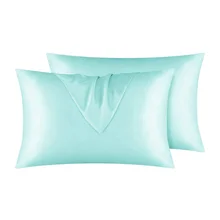 Hot Selling Super Soft Smooth Poly Protector Cover Queen Size of 2 Pillowcase for Hair and Skin Luxury Silky Satin Pillow cover