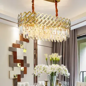 Professional High Ceiling Lighting Hotel Restaurant Modern Luxury Gold K9 Crystal Chandeliers