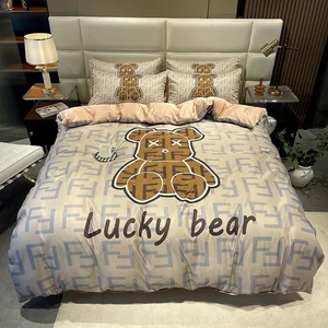 Wholesale Custom Printed Bed Sheet Set Fiber Quilt Set Pillowcase 4 Sets of Bedding