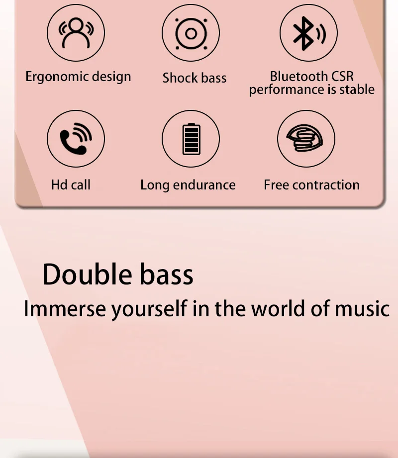 New Fashion Wireless Bluetooth Headphones over Ear Hifi Stereo Headsets True Sports with Earphones Tf/Aux Music Player with Mic Secondary Image