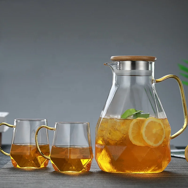 Crystal Water Jug - High Borosilicate Glass Jug & Cups