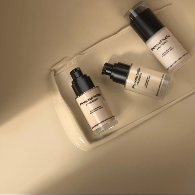 Cosmetic Packaging Luxury Customized Round Square Clear Empty Glass Cosmetic Liquid Foundation Serum Lotion Bottle Pump