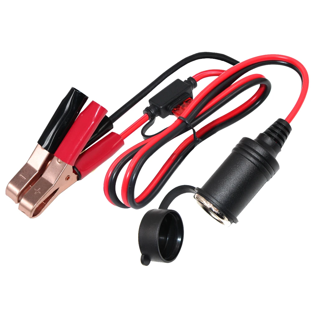 cigarette lighter socket with battery clips Clip-on Car Cigarette Lighter 50A 18AWG Adapter Car Battery Pump Alligator Extension Cord Battery Clamp This item is great for illuminating projects in the garage or take it tailgating. 12v Battery Clip To Car