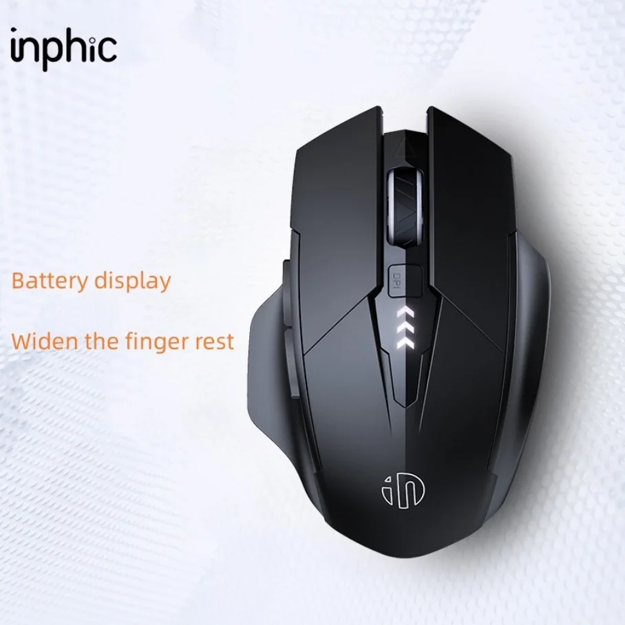 Inphic PM6 BT Three-mode Ergonomic 6-Button Optical Sensor Rechargeable Silent Wireless Mouse for Office Games Mobile Phone