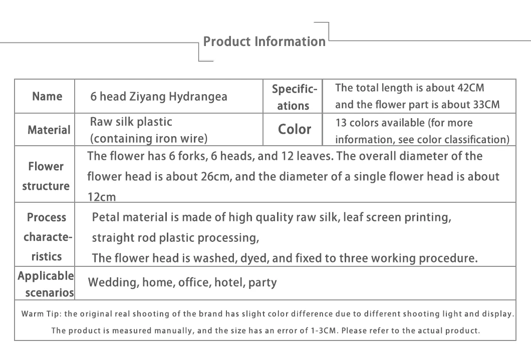 6 Hydrangea Ziyang Flower Simulation Flower Wedding Silk Flower