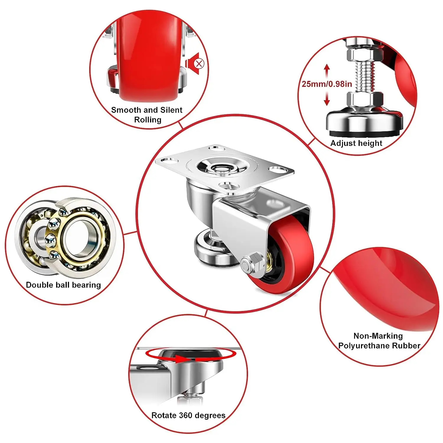 High Quality Adjustable Anti Vibration Leveling Casters Heavy Duty Swivel Casters for Workbench Machine Equipment and Furniture