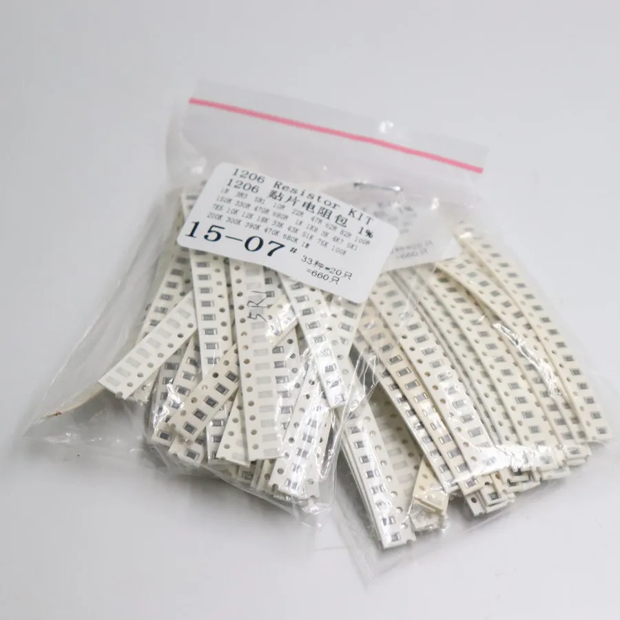 1206 Smd Resistor Kit Assorted Kit 1ohm1m Ohm 1 33valuesx 20pcs