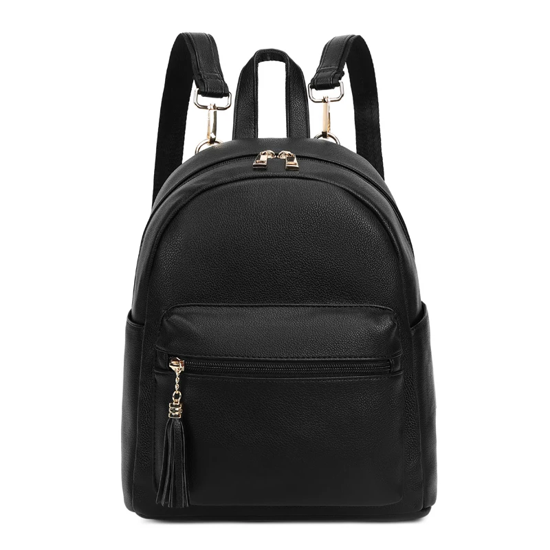Black Fashion Backpacks For School Fashion Black PU Leather