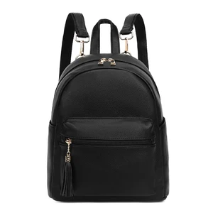 New Arrival Fashion Black Korean Pu Leather Female Women Backpack for Teenager Girls