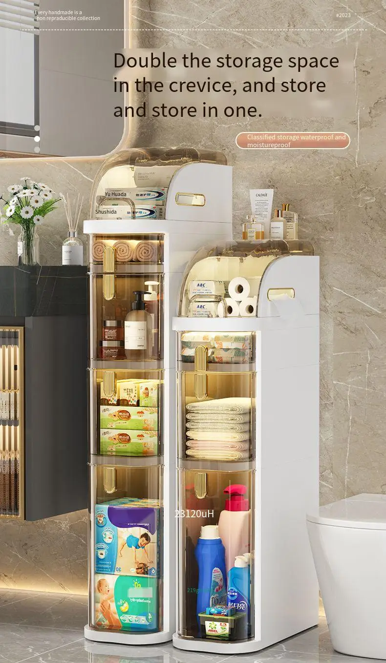 Ultra-narrow Plastic Bathroom Slit Storage Cabinet With Drawer Toilet ...