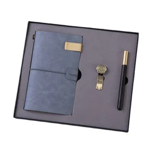 Wholesale Custom Logo Hardcover Diary Personal Notepad Color Free Match Diy Leather A5 Notebook Water Bottle Stationery Set Box
