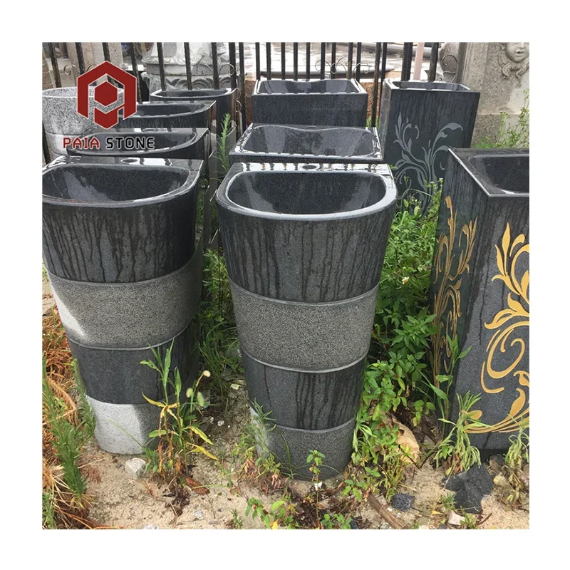 Modern Design Natural Granite Stone Sink Pedestal for Outdoor or Villa with Drainer Bathroom Accessory