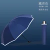 Parapluie manuel bleu marine à 10 baleines - Bordure fluorescente - Revêtement noir